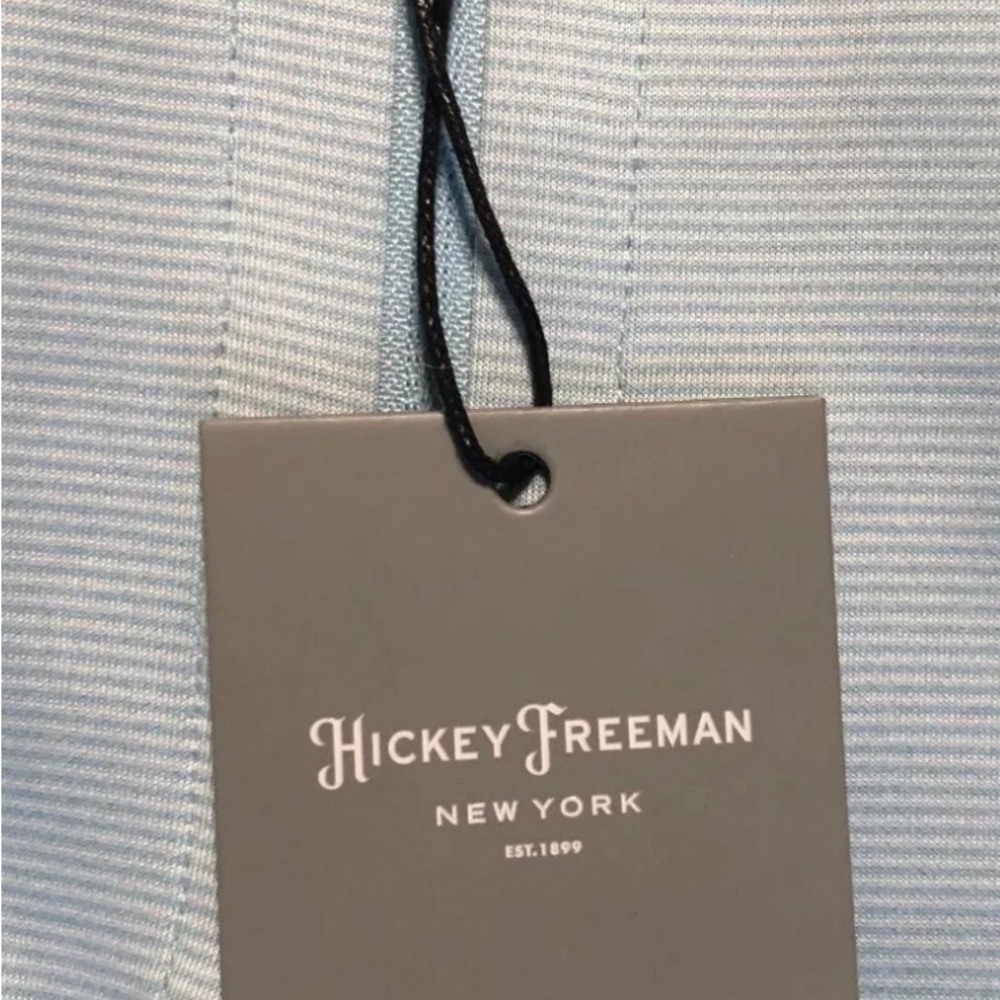 New Hickey Freeman NWT Men's Large 1/4 Zip Vest Lite Blue Mini Stripe - Picture 3 of 9